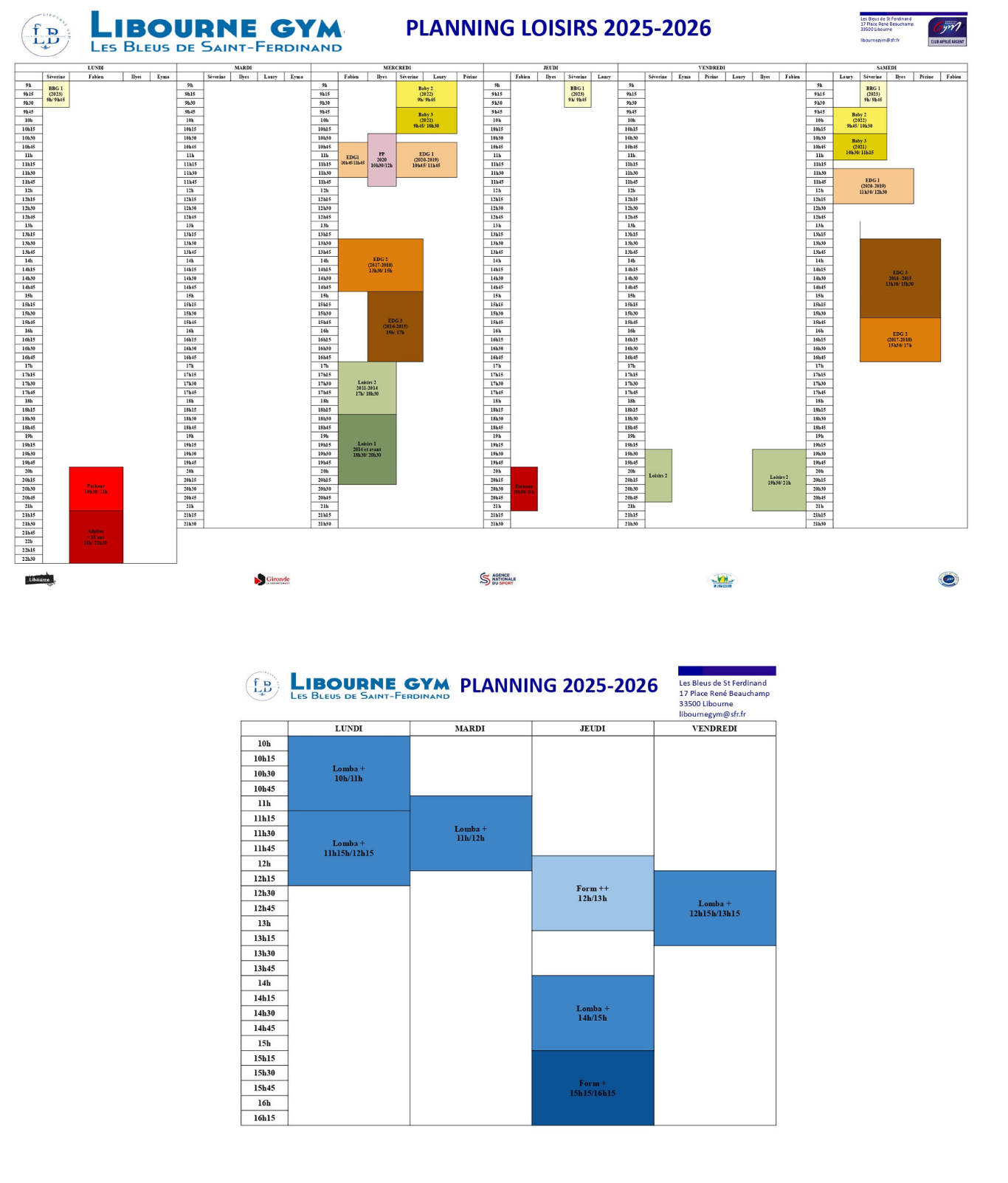 Planning loisirs 2023-2024